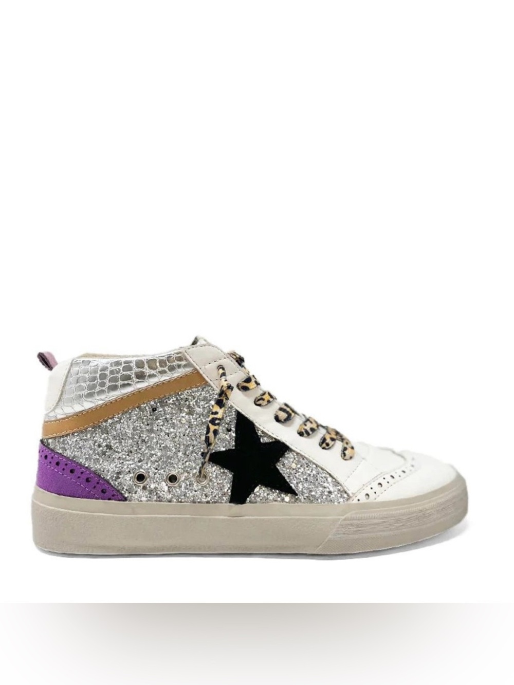 NIB Shushop Rina High-Top Glitter Sneaker 👟!! Silver/White - 6